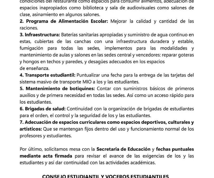 COMPROMISOS PACTADOS POR PETICIONES DE LOS ESTUDIANTES